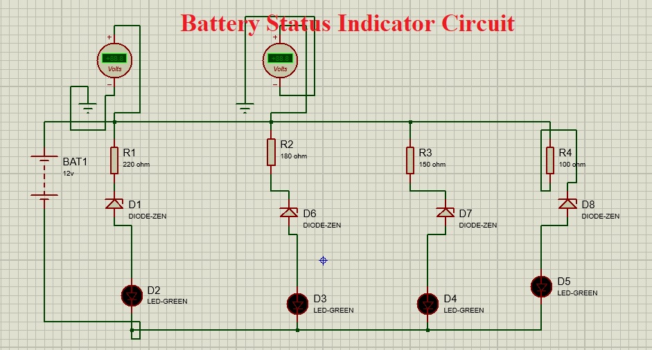 12V CHARGE METER - BAR GRAPH VOLTMETER red, simplified